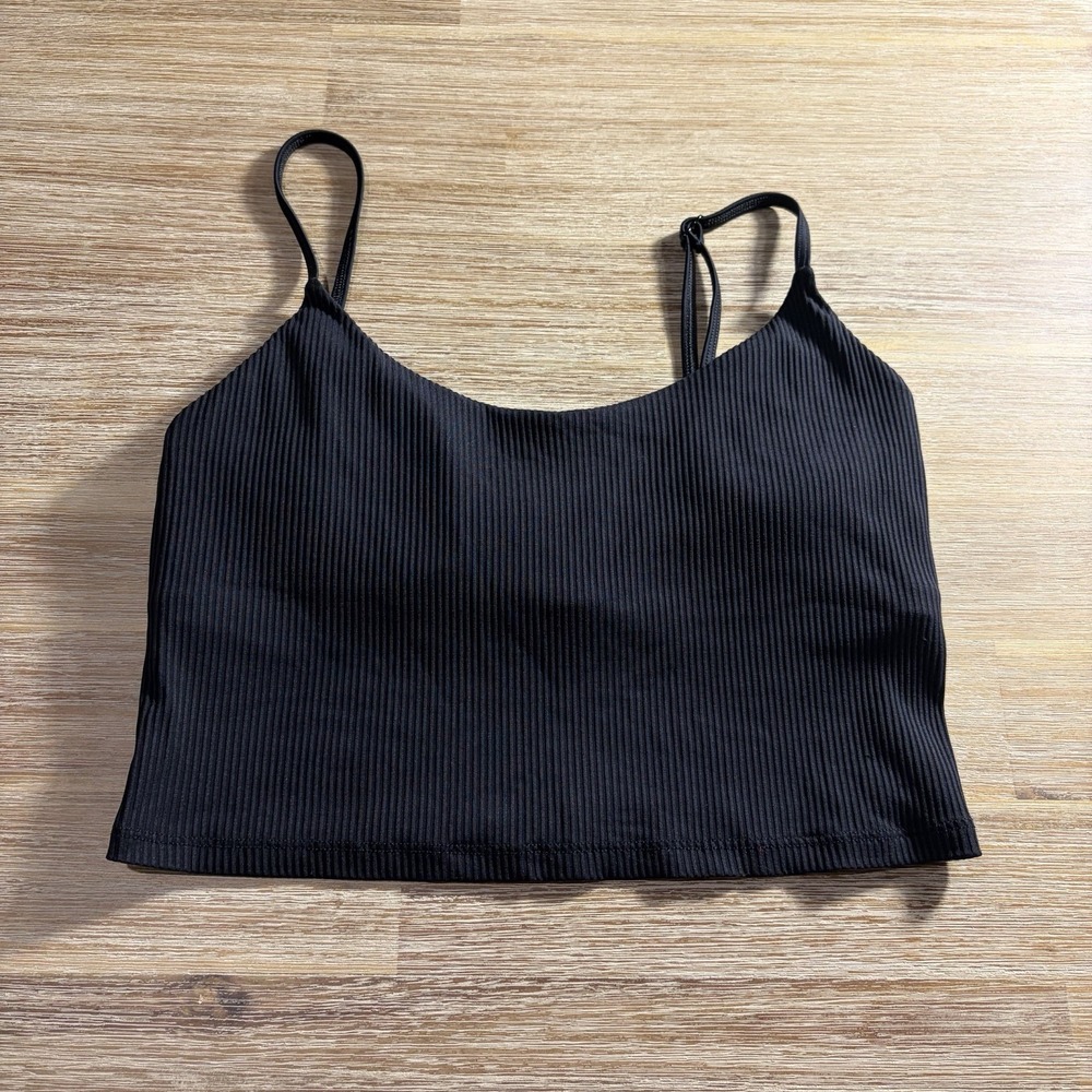 Women's Body Glove Built In Bra Spaghetti Strap Crop Top Size Medium Black